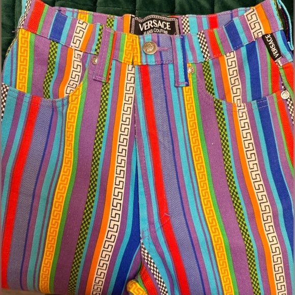 Vintage Versace Jeans Couture Made in Italy Striped Medusa Denim 27 - Picture 7 of 13